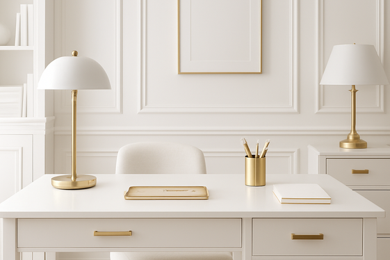 Highlight with Metallic Accents on White Surfaces illustration