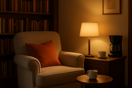 Design a Cozy Reading Nook Next to Your Coffee Corner illustration