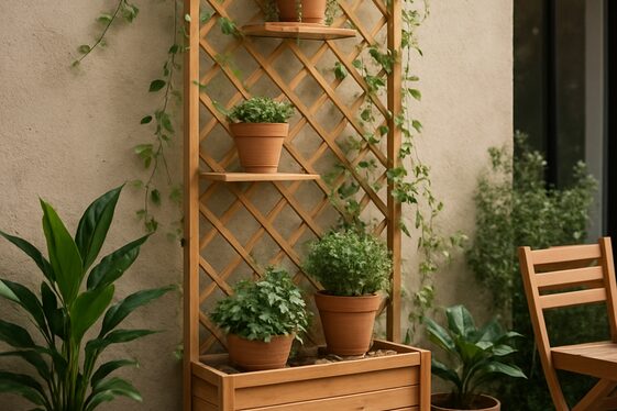 Trellis Shelving Unit for Dual Function illustration