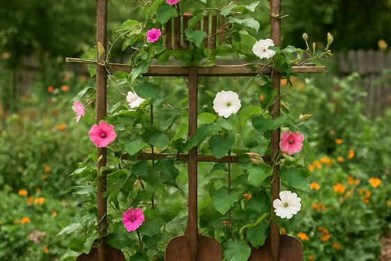 Recycled Garden Tool Trellis for Unique Decor illustration