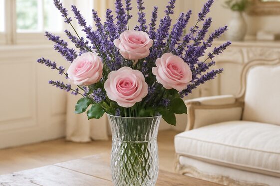 Fresh Flowers and Greenery in Classic Vases illustration