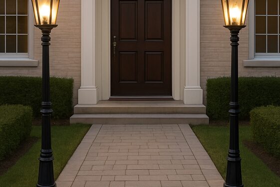 Lantern Post Lights Flanking the Entrance illustration