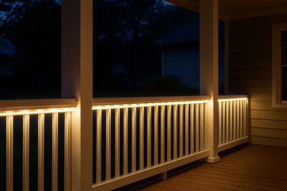 LED Strip Lights Under the Porch Railing illustration