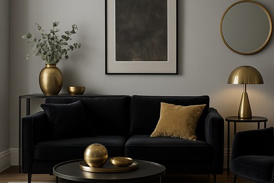 Incorporating Grey Walls with Black and Gold Accents illustration