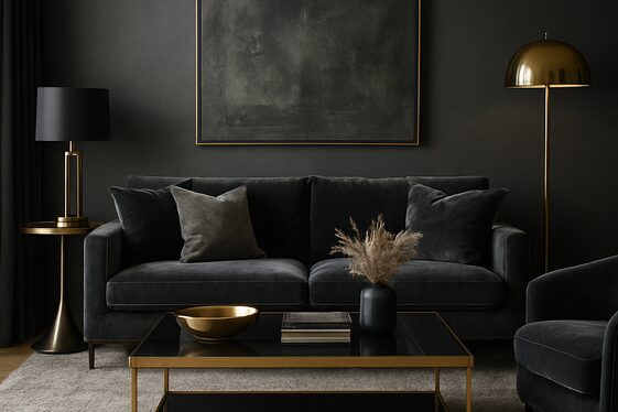 Layering Textures for Depth in a Grey Black Gold Living Room illustration