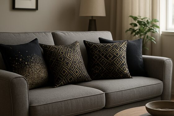 Creating Contrast with Grey Sofas and Black Throw Pillows illustration