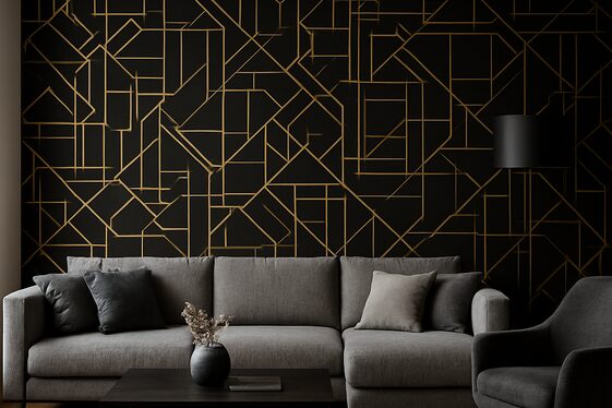 Designing a Statement Wall with Black and Gold Wallpaper illustration