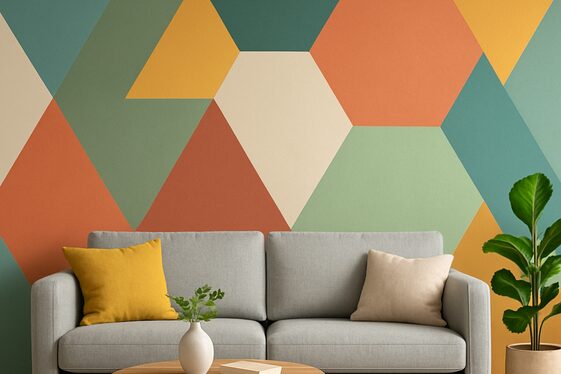 Create a Geometric Wall Mural with Paint or Wallpaper illustration