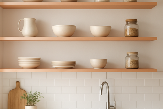 Add Peach Fuzz Open Shelving for a Modern Touch illustration
