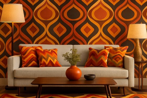 Incorporating Bold Geometric Patterns in Retro Decor illustration