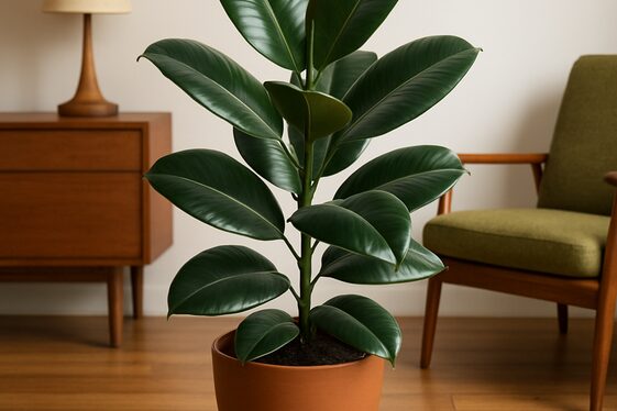 Rubber Plant: Glossy Leaves with Bold Structure illustration