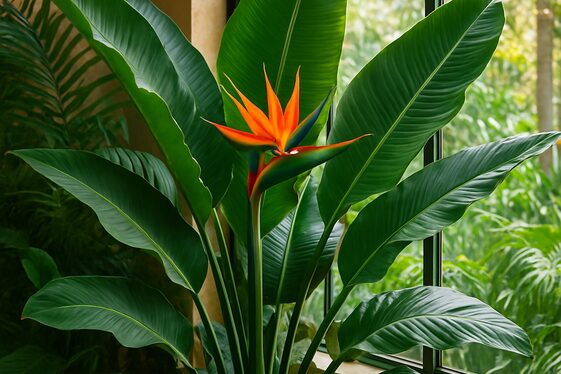 Bird of Paradise: Tropical Elegance with Bold Leaves illustration
