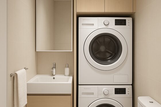 Compact Laundry Corner in a Bathroom illustration