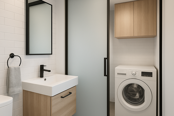 Sliding Door Separation for Bath and Laundry illustration