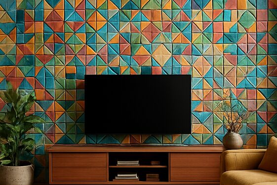 D Mosaic Tiles Creating a Patterned Feature illustration