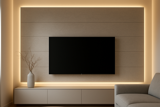 Backlit TV Wall with LED Strip Lighting illustration