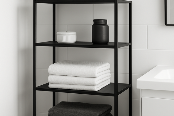 Open Shelving to Showcase Black and White Decor illustration