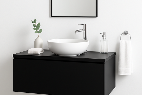 Floating Vanities with Contrasting Colors illustration