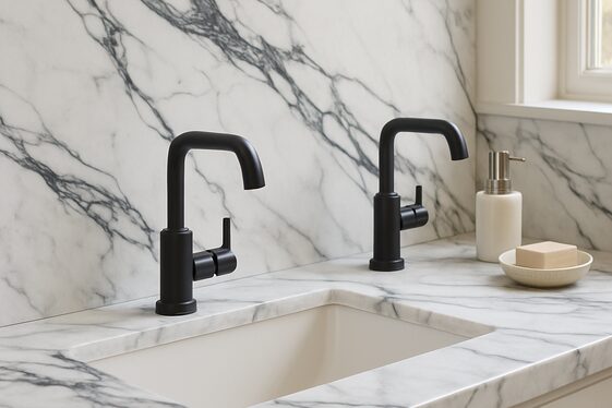 White Marble with Black Veining Elegance illustration