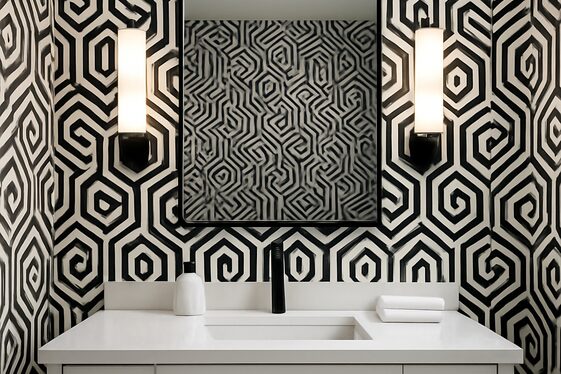 Monochrome Walls with Artistic Patterns illustration