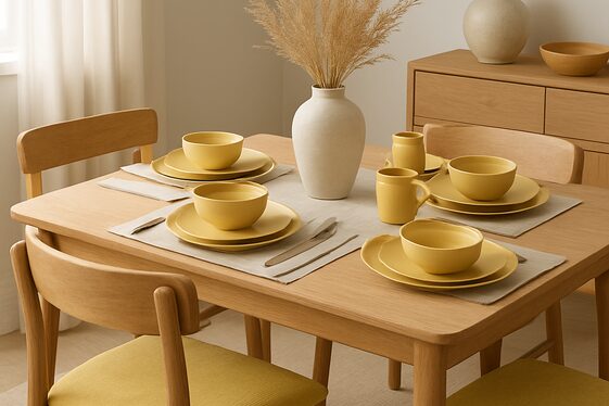 Using Butter Yellow in Dining Room Decor and Tableware illustration