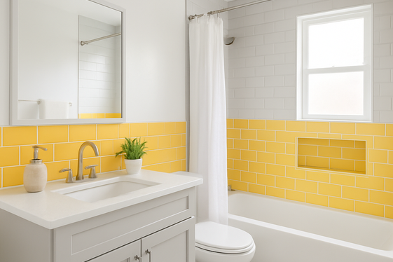 Using Butter Yellow in Bathroom Accents and Tiles illustration