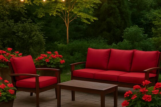 Outdoor Spaces with Subtle Cherry Red Accents illustration