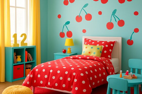 Cherry Red Kids’ Room Fun and Friendly Designs illustration