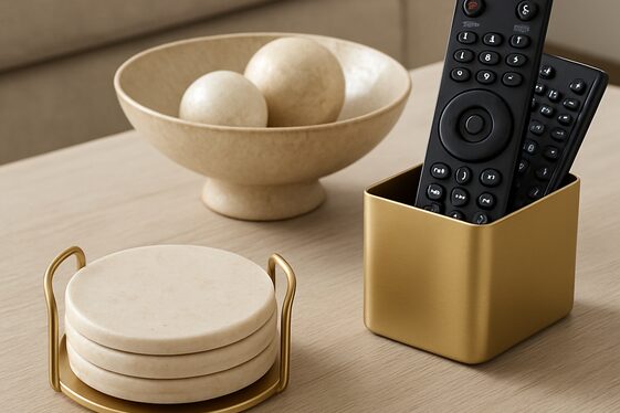 Incorporate Functional Decor like Coasters and Bowls illustration