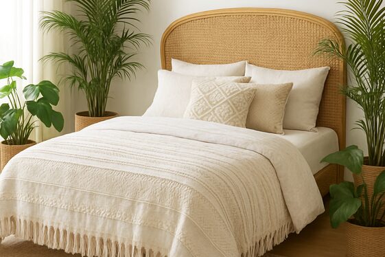 Woven Rattan Headboard for Natural Texture illustration