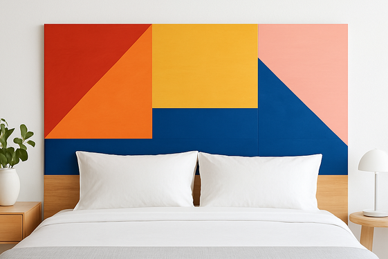Modern Geometric Painted Headboard illustration