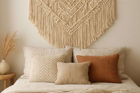 DIY Macramé Wall Hanging Headboard illustration