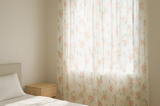Incorporate floral curtains to soften natural light illustration