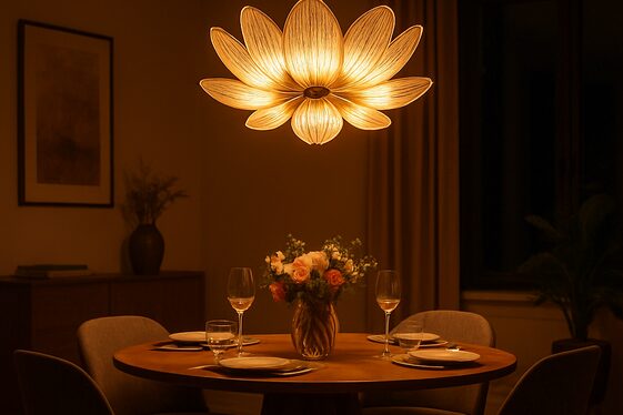 Use flower-shaped lighting fixtures for creative ambiance illustration