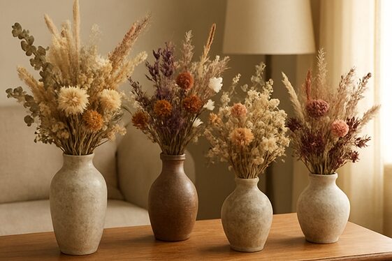 Decorate with dried flowers for long-lasting texture illustration