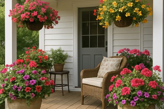 Bring florals outdoors with porch and patio arrangements illustration