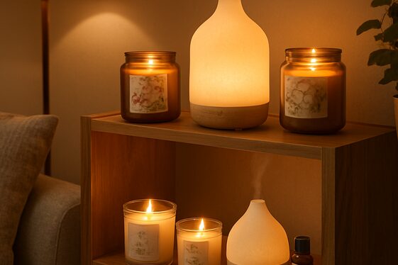 Add floral scents through candles and diffusers illustration