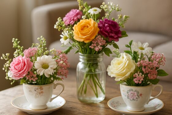 Display fresh flowers in unexpected everyday containers illustration