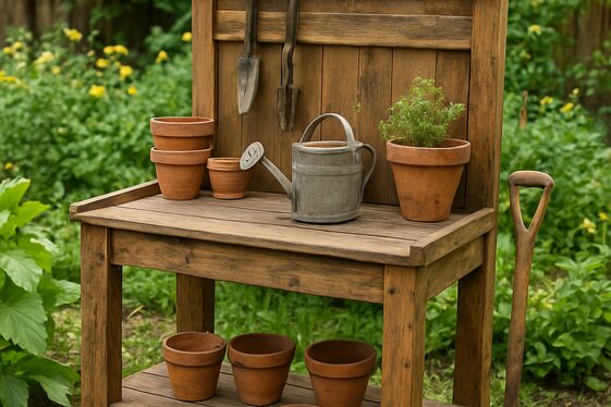 Building a Garden Potting Table from Salvaged Materials illustration
