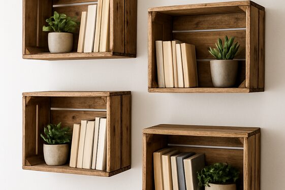 Repurposing Wooden Crates into Stylish Shelving illustration