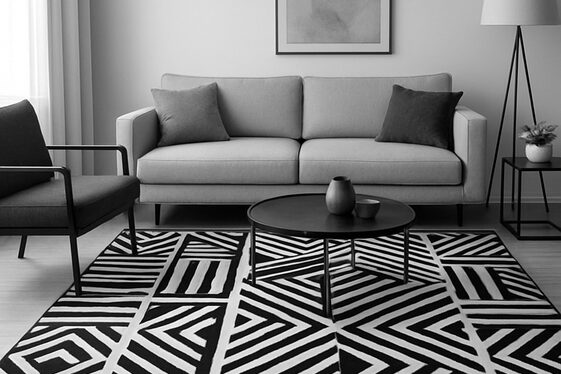 Using Black and White Rugs to Ground the Space illustration