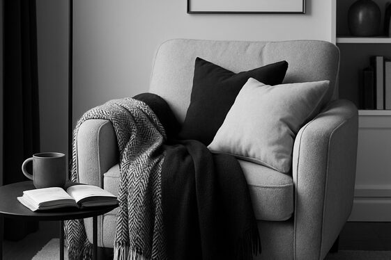 Creating Cozy Corners with Black and White Throws illustration