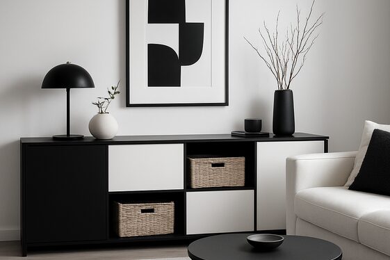 Stylish Storage Solutions for Black and White Rooms illustration
