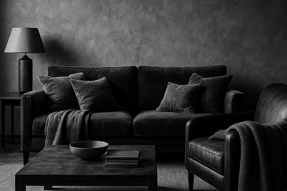 Layering Textures for Depth in Black and White Rooms illustration