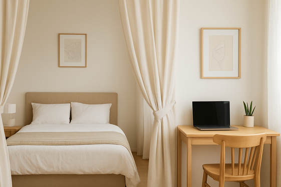 Using Curtains to Define Zones in a Bedroom illustration