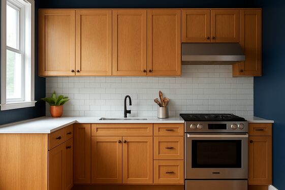 Using Oak Cabinets with Bold Color Walls illustration