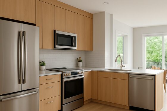 Mixing Oak Cabinets and Stainless Steel Appliances illustration