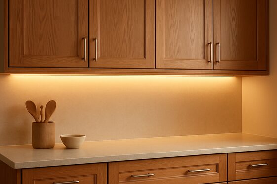 Oak Cabinets with Integrated Lighting illustration