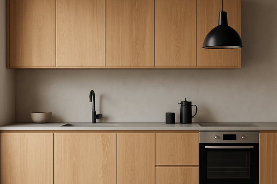 Minimalist Oak Cabinets and Concrete Floors illustration