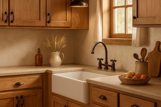 Rustic Oak Cabinets with Vintage Hardware illustration